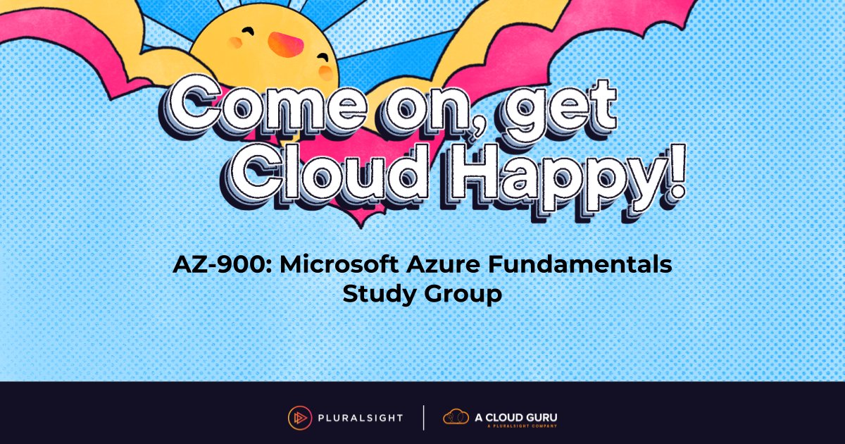 pluralsight's tweet photo. Working on the AZ-900 cloud certification? Join us live now for a study group with Azure Training Architect @mulasien! 👏 https://t.co/7lxEsp6w49 

P.S. 🎉 @acloudguru AZ-900 course is free with #CloudHappy! https://t.co/GZ0i8Lyl3n