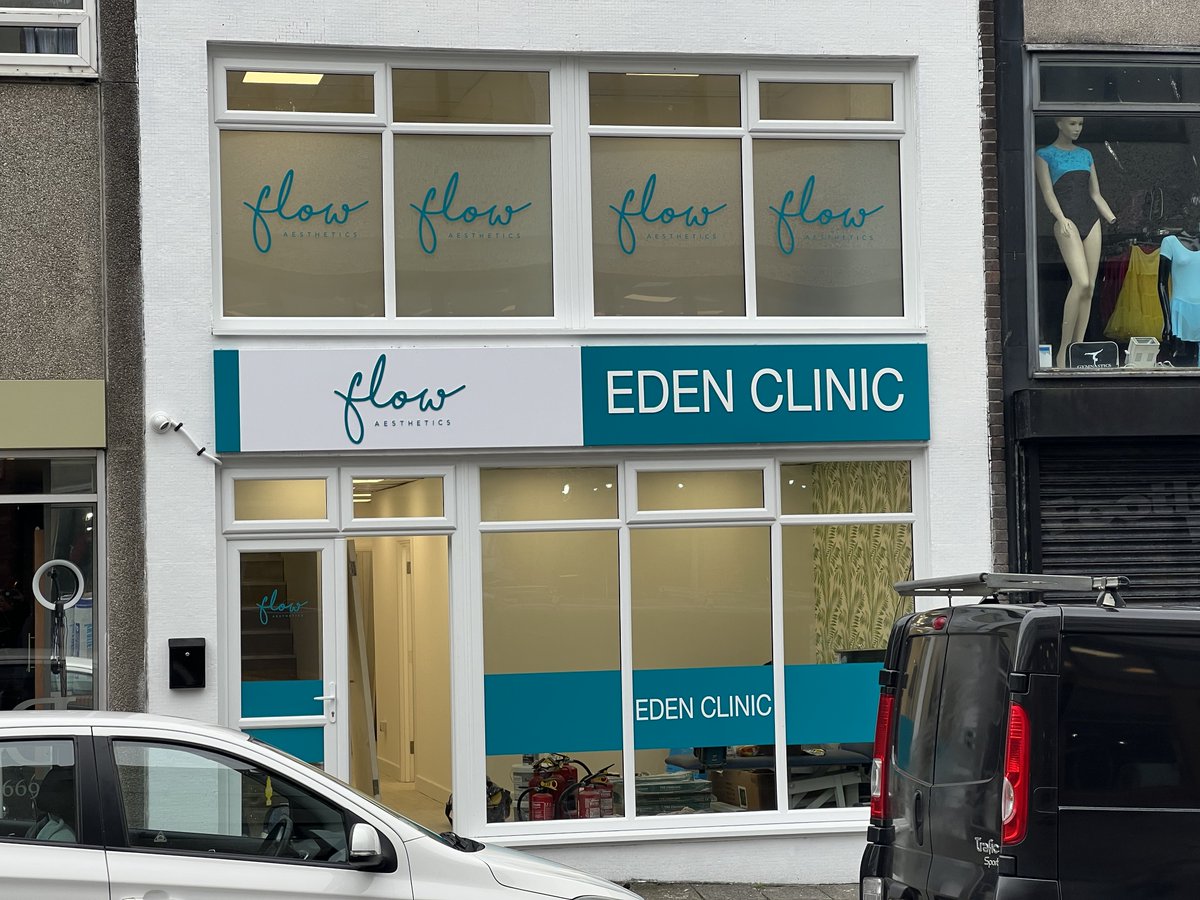 Clean and Classy signage to the new premises in Plymouth for Flow Aesthetics and the Eden Clinic
