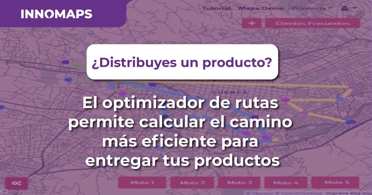 Innomaps1's tweet photo. 🚛 Ahorra tiempo y recursos al momento de distribuir un producto. Escríbenos para más información sobre la herramienta para optimizar tus entregas

#Innomaps #geoanalítica #ecuador #microempresas #vendedores  #gestionVentas #sistemasDeVentas #cuenca #INFORMATICA https://t.co/31b1HPejSK