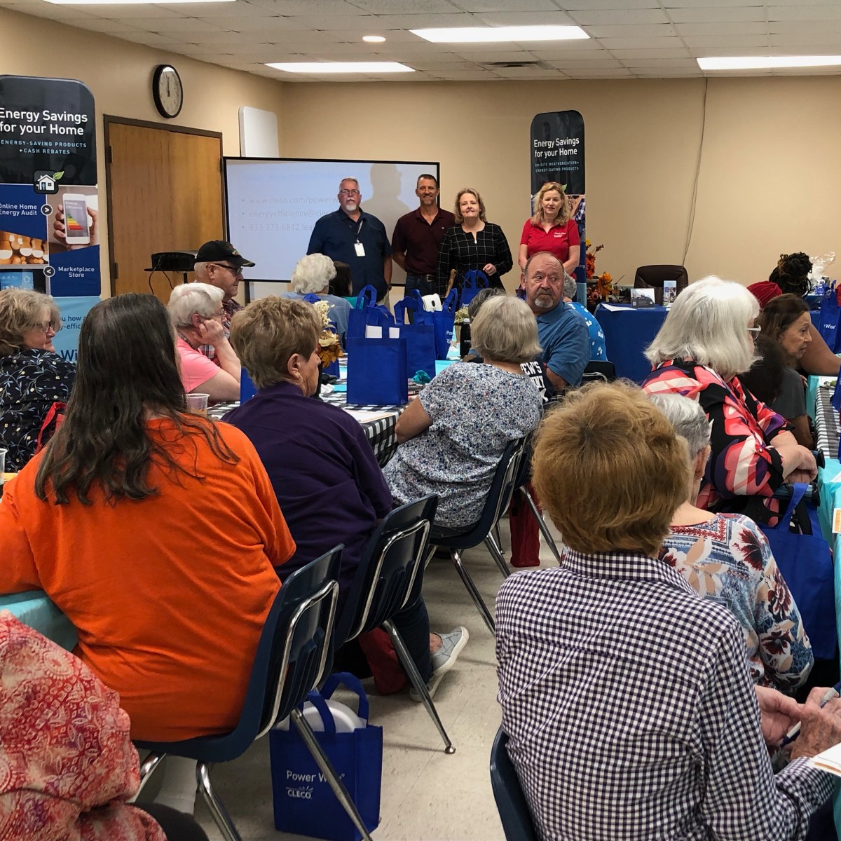 ClecoPower's tweet photo. Cleco partnered with the Town of Elizabeth last week for a senior brunch where our Power Wise™ team educated senior residents on #energyefficiency and the programs available to them as Cleco customers. https://t.co/kSlIcmztt1