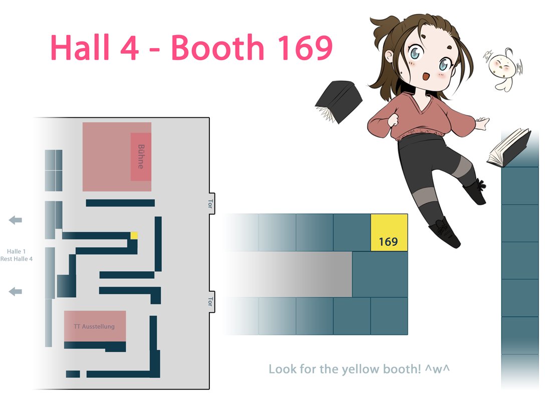 soen_kai's tweet photo. Wie ihr sehen könnt findet ihr mich in dem lustigen Schlängelgang auf der ersten inneren Ecke - Stand 169 aka Tischnummer 31 der Artist Alley!
Sucht wie immer nach einem knallgelben Stand, dann könnt ihr mich gar nicht übersehen. ♥ https://t.co/3fJX9dSpL7
