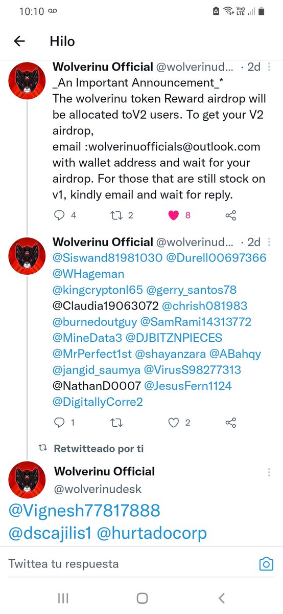 hurtadocorp's tweet photo. @wolverinu_token Hola buenos días, consulta, esta página de Wolverinu Official, esta asociada con ustedes...por que me itiqueto como ganador de sus airdrop de recompensas de su Token Wolverinu... https://t.co/rclZPZiosi