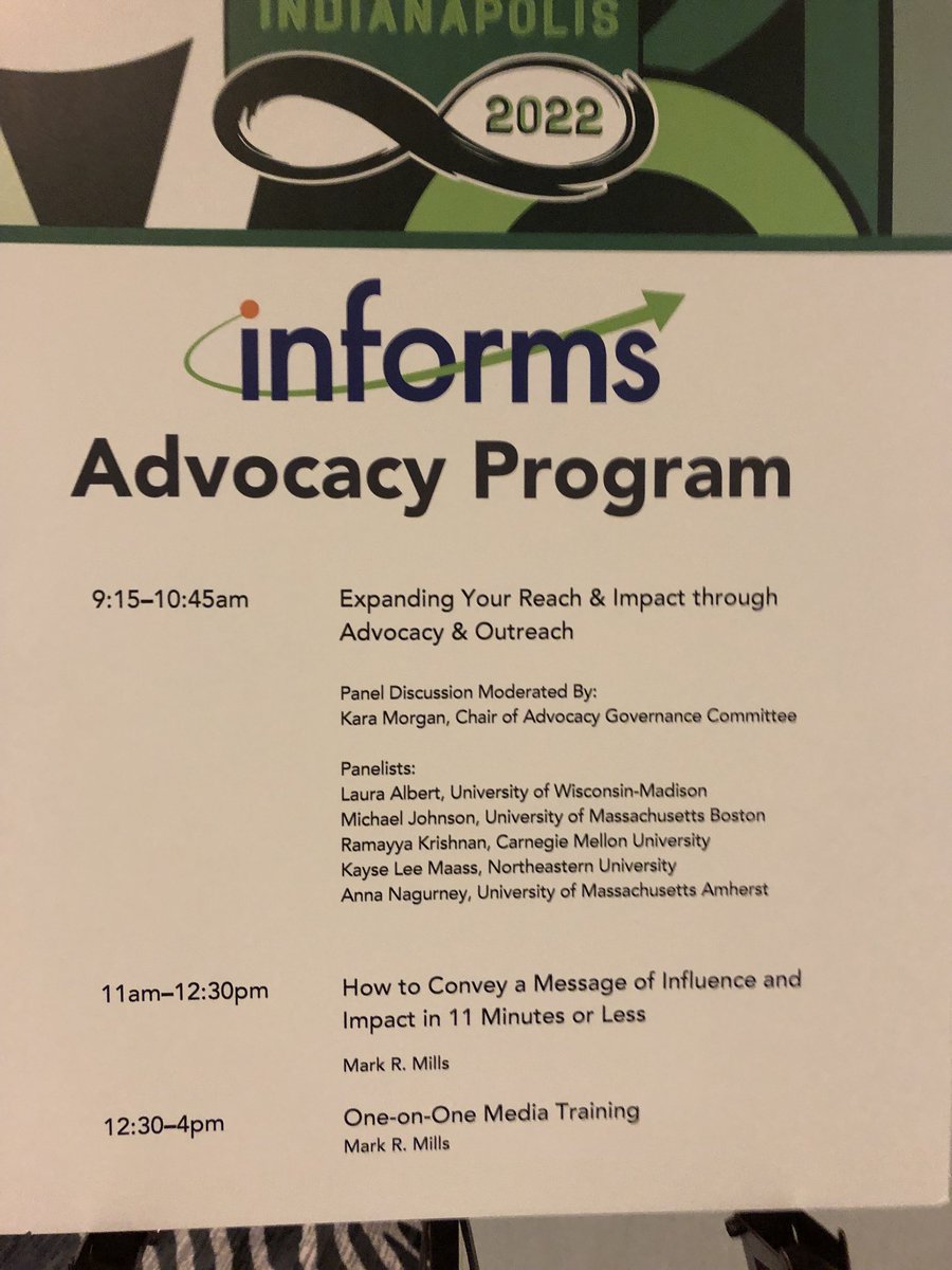 Anna Nagurney (@supernetworks) on Twitter photo Thanks to all who came to the Advocacy panel this morning @informs2022 with special thanks to all the @informs staff for their dedicated work in support of advocacy of the work of its members! Honored to have been a panelist with my esteemed colleagues and Jeff Cohen @informs! Thanks to all who came to the Advocacy panel this morning @informs2022 with special thanks to all the @informs staff for their dedicated work in support of advocacy of the work of its members! Honored to have been a panelist with my esteemed colleagues and Jeff Cohen @informs!