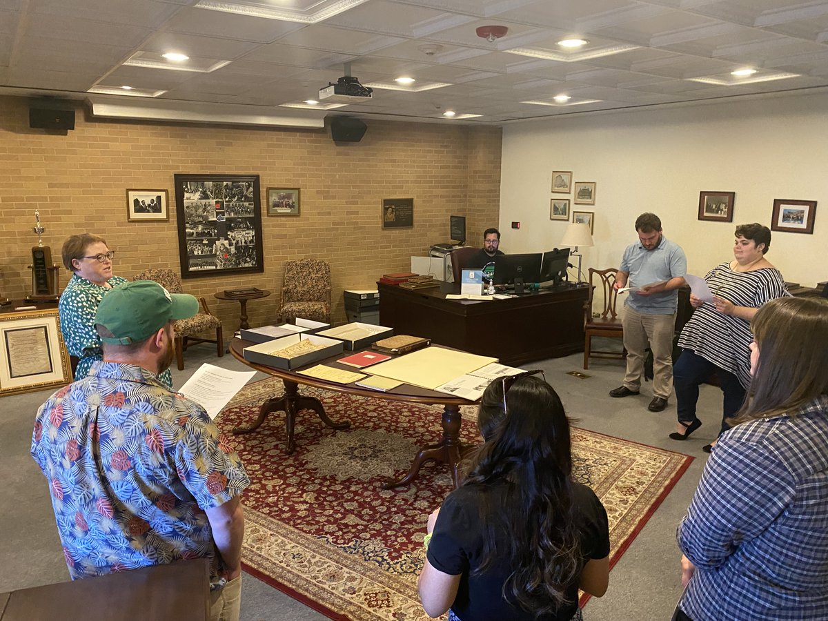 untgamut's tweet photo. Many thanks to the UNT Library and @UNTMusicLibrary departments for giving our GAMuT members a tour of both wonderful Special Collections! We had such a blast and enjoyed exploring the materials deep in our own archives. https://t.co/sHDPvWFetj