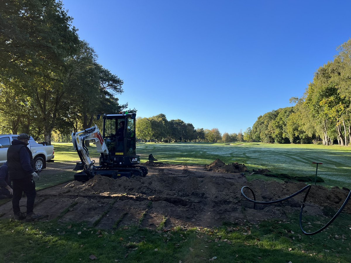 Work has begun this week on the red tee at the 9th. The tee will be raised slightly, levelled and an extra sprinkler added to prevent it drying out in summer months. Please treat as GUR