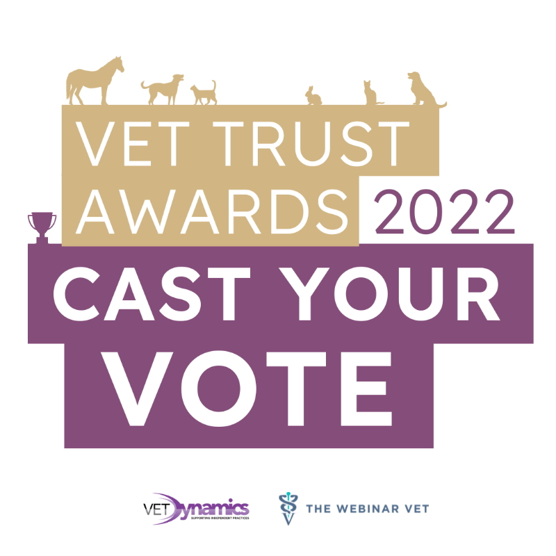 thewebinarvet's tweet photo. VOTE NOW!🏆 We have partnered up with @VetDynamics again to bring you the #VetTrustAwards2022, shining a light on the people and companies who have made a positive contribution to the veterinary profession. ✨

There's not long left to VOTE! 👇