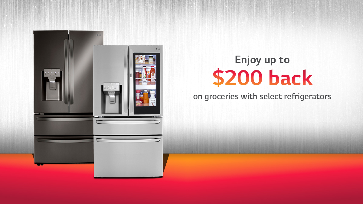 LGUS's tweet photo. Your fall treats are on us. Get up to $200 back when you purchase a select LG Refrigerator and groceries. https://t.co/8weHvSN2Dl #FallSavings https://t.co/ABKZWHBQTF