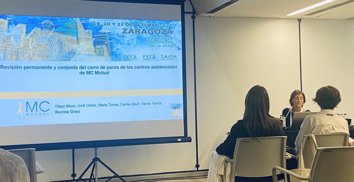 MCMUTUAL's tweet photo. Continuamos en #SECA2022, con Norma Grau, Jefa del servicio de enfermería ambulatoria, presenta los resultados del estudio sobre la “Revisión sistemática del carro de paros de los centros asistenciales de @MCMUTUAL https://t.co/pjPdFVQsOE