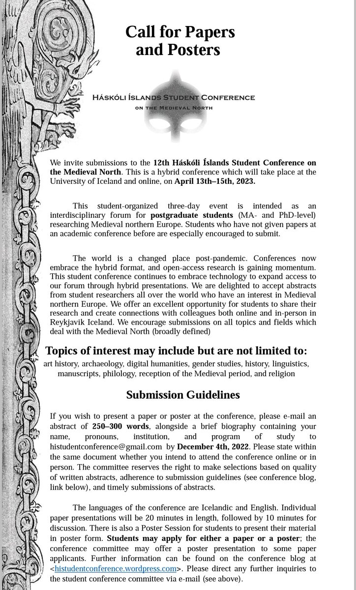 Our Call for Papers for the 2023 student conference is now open! Please share our poster with your departments and social media circles. For further information see our blog post
histudentconference.wordpress.com/2022/10/19/cal…