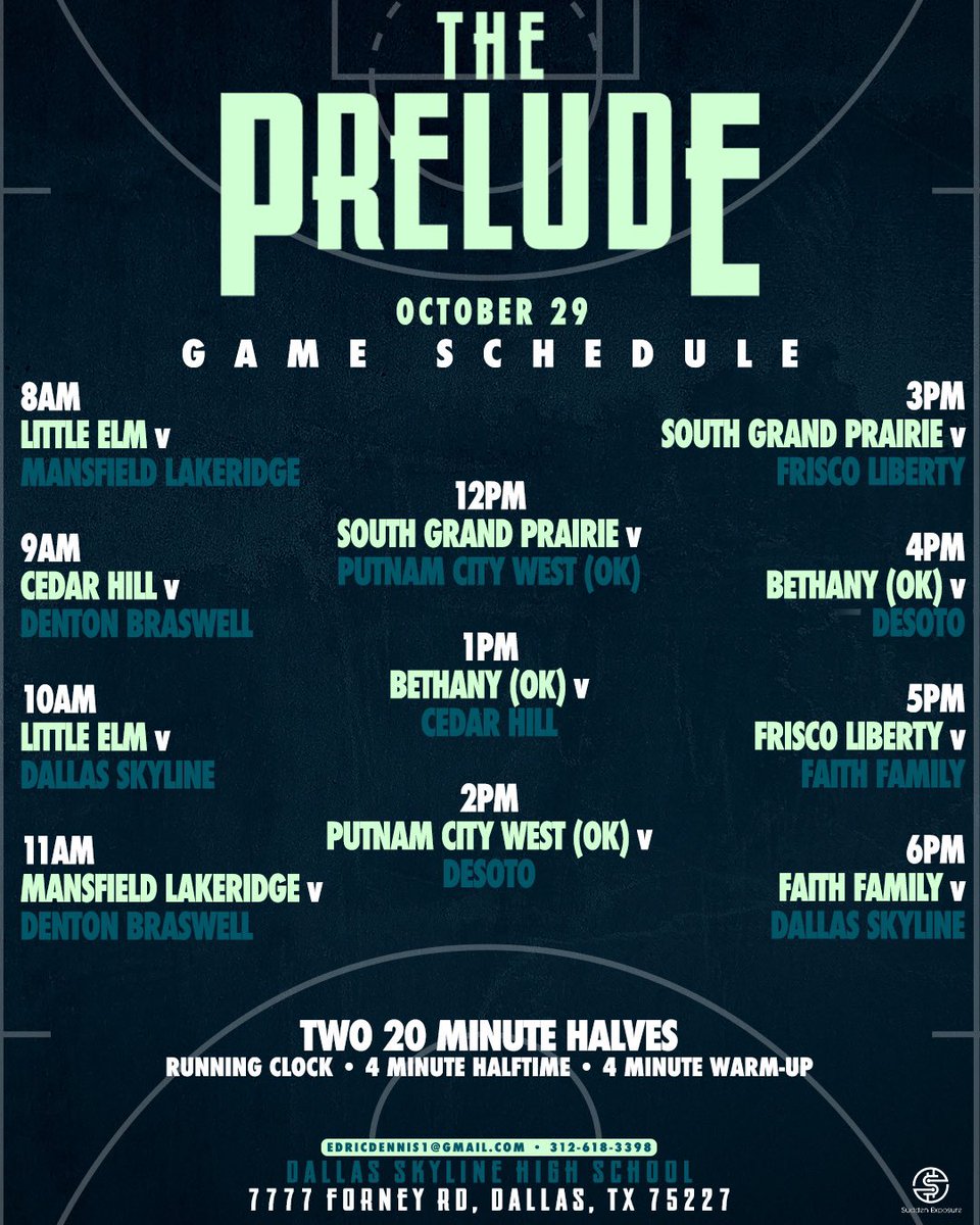 SCHEDULE TIME! This will be an event you don’t want to miss! Let’s tip off the high school season in a SPECIAL way. These are high level matchups with high level programs! National media as well as college coaches in attendance! See you on October 29th at #ThePrelude