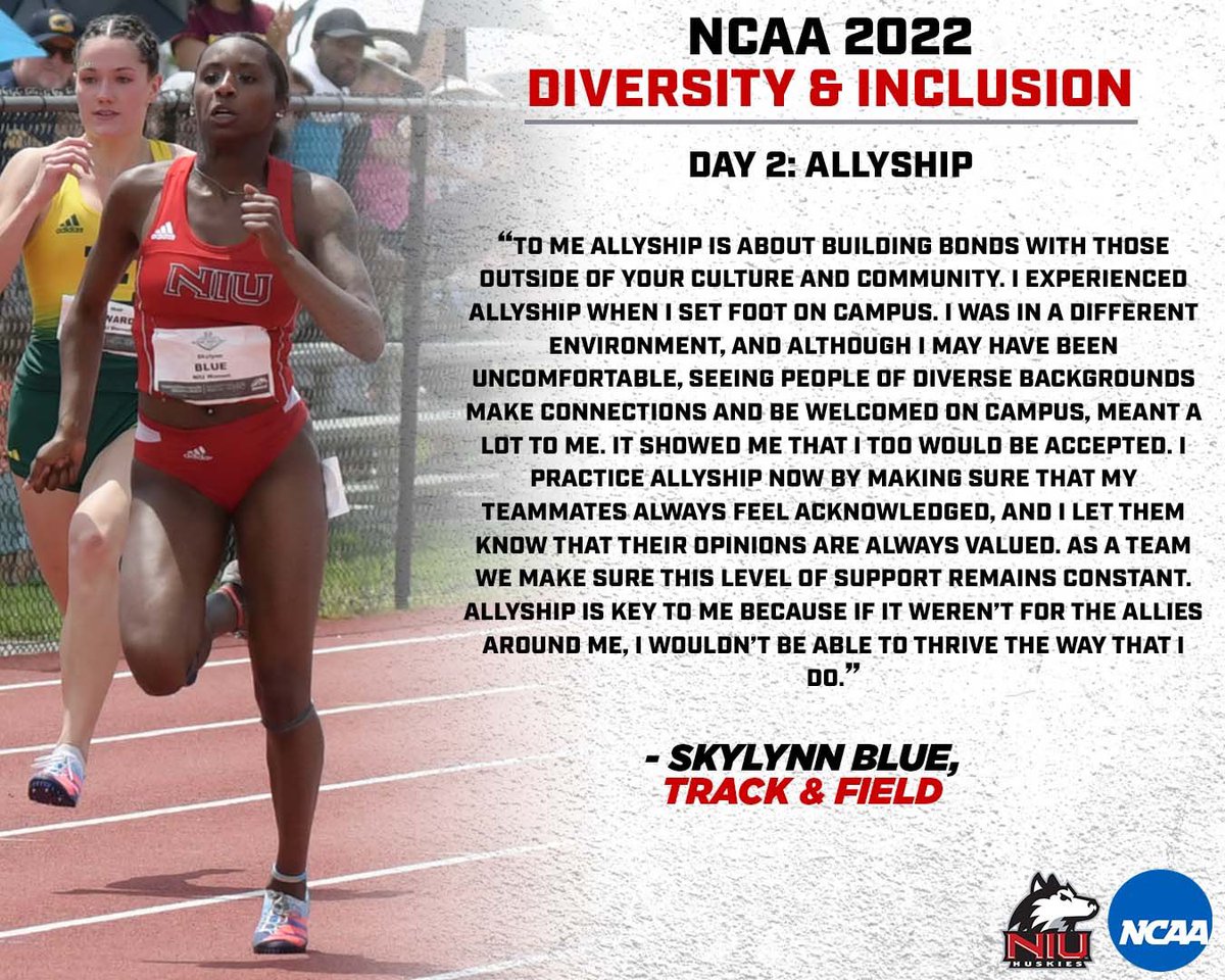 Today is Day 2: “Allyship” for the <a href="/NCAA/">NCAA</a>’s Diversity &amp; Inclusion week. Hear from <a href="/skylynnblue16/">Skylynn blue</a>  &amp; <a href="/abbyyy193/">Abby McHugh</a> on what this means to them. Use the hashtag #NCAAInclusion to share your story!