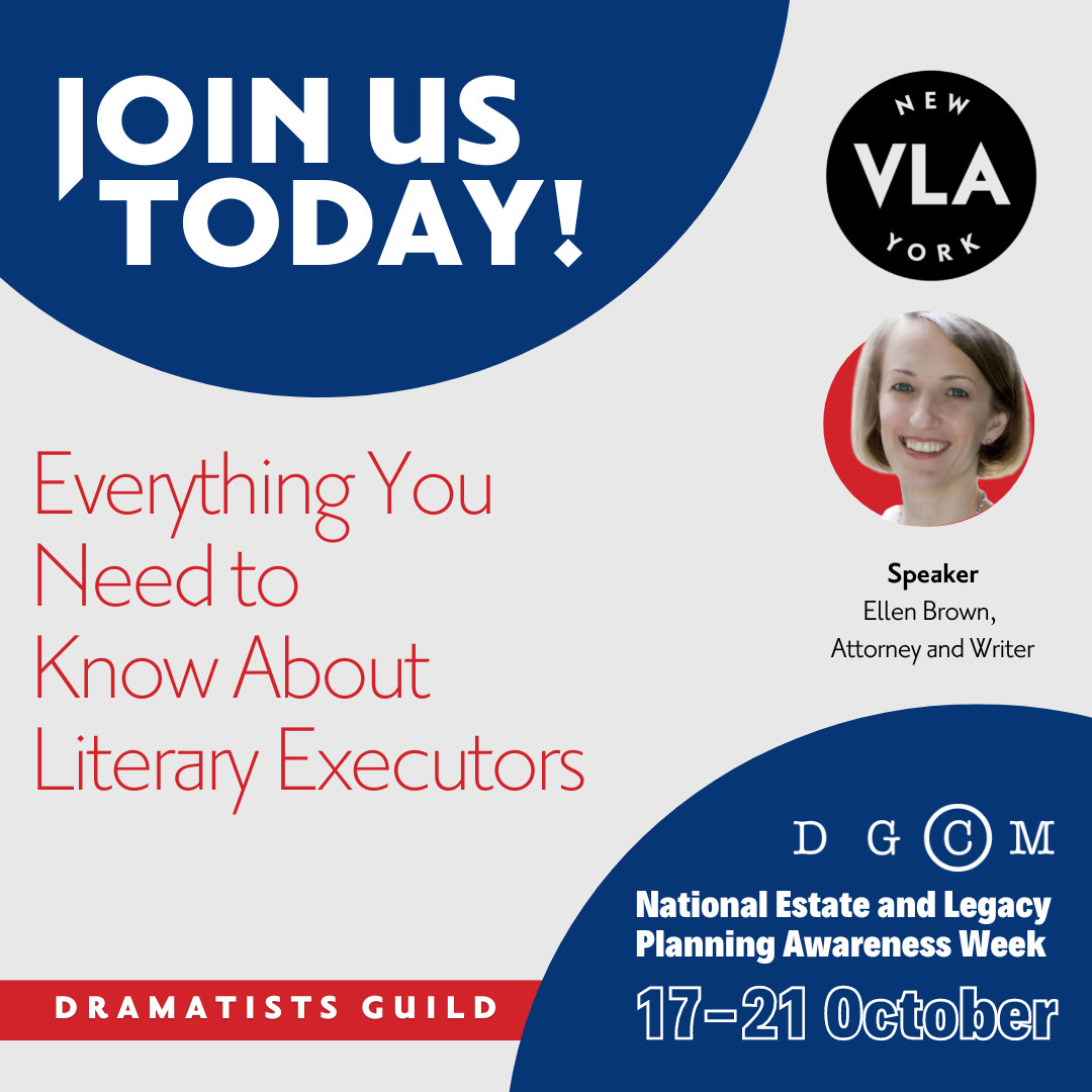 There is still time to register! Are you looking for a literary executor for your work or a family member's work? Join @the_dgcm for everything you need to know about literary executors: thedgcm.org/national-estat… #EstatePlanningAwarenessWeek #EstatePlanning #LetYourWorkLiveOn