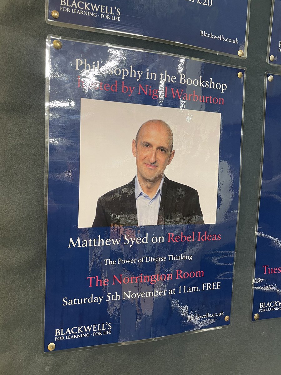What are you doing at 11am on 5th November? If you’re anywhere near Oxford, come and hear @matthewsyed @blackwelloxford - a free Philosophy in the Bookshop event!