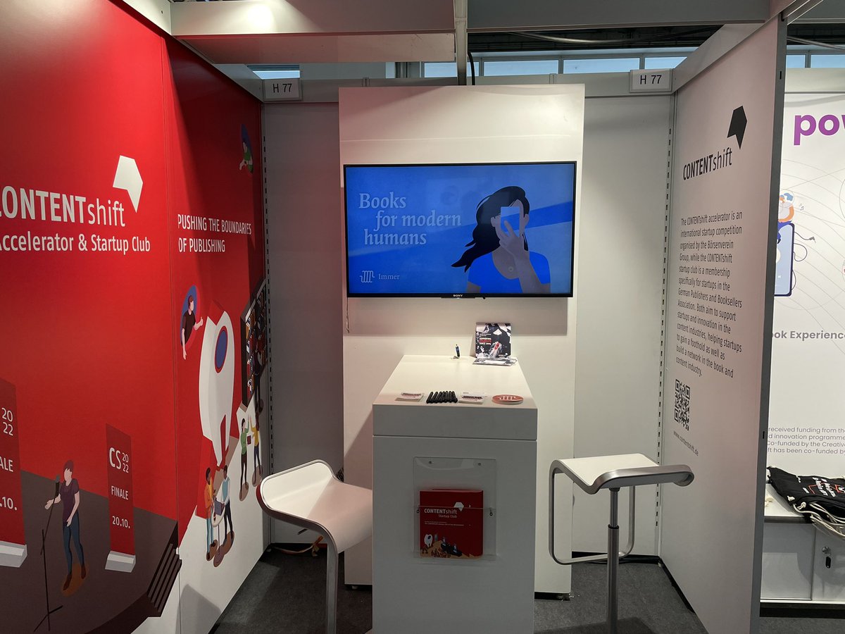 nielsthooft's tweet photo. Our own little microbooth at the Frankfurt Book Fair where we’re having all kinds of meetings between today and Friday. @immer_en #cosh22 #fbm22 https://t.co/e1NxPLXOTn