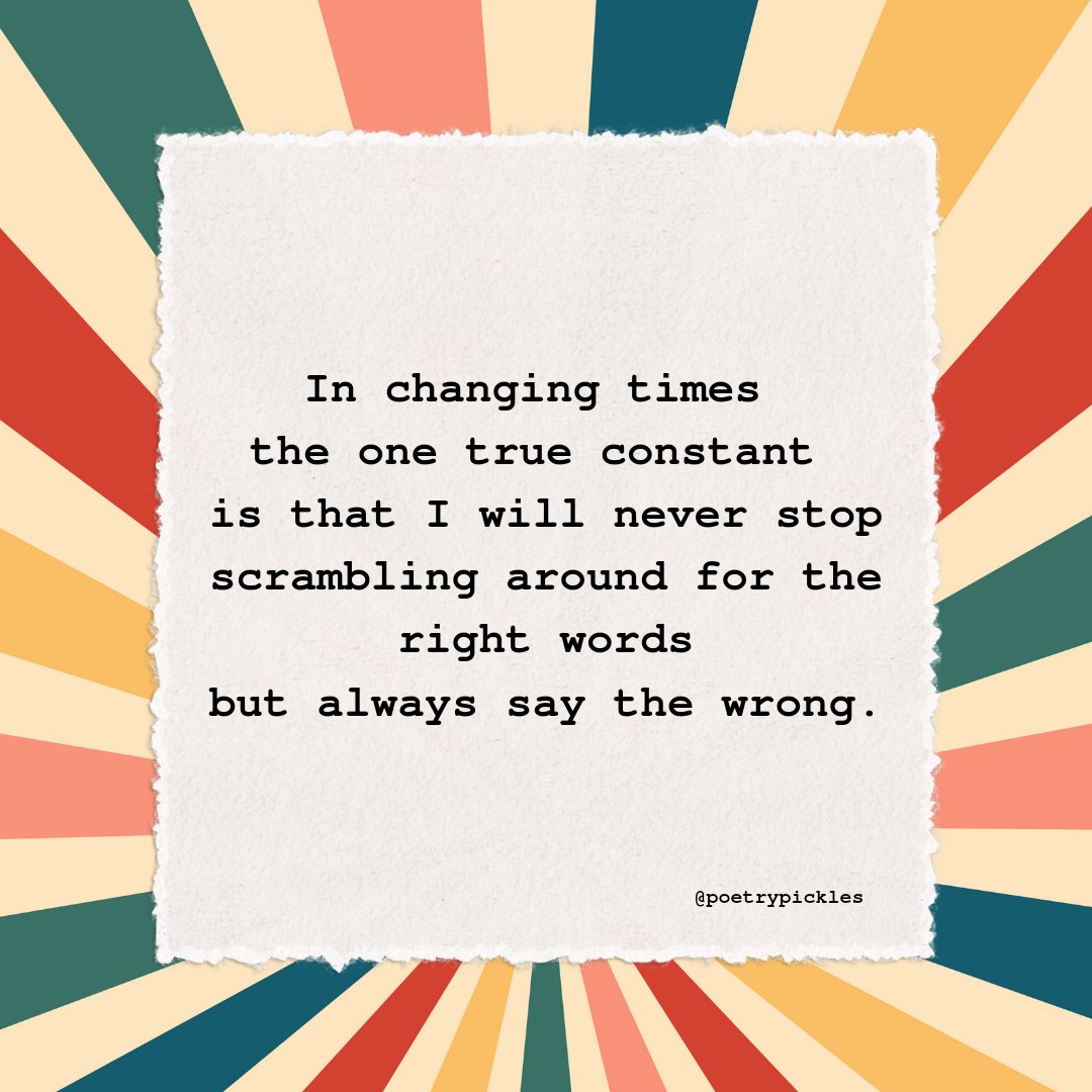 PoetryPickles's tweet photo. 188. Consistent, if anything.
#poem #poetry #poetrycommunity #writer #writingcommunity #consistency #words #wrongwords #dailypoem #dailymusings https://t.co/Xc6OuYBvG9