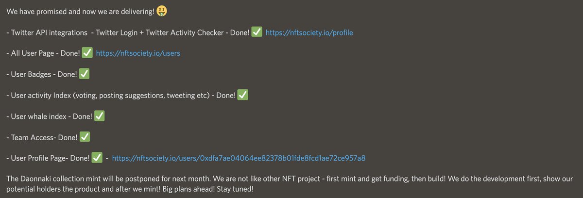 Follow us on Discord for the latest development news! discord.gg/3KP4dzCK #nft #nftcommunity #dao #dev