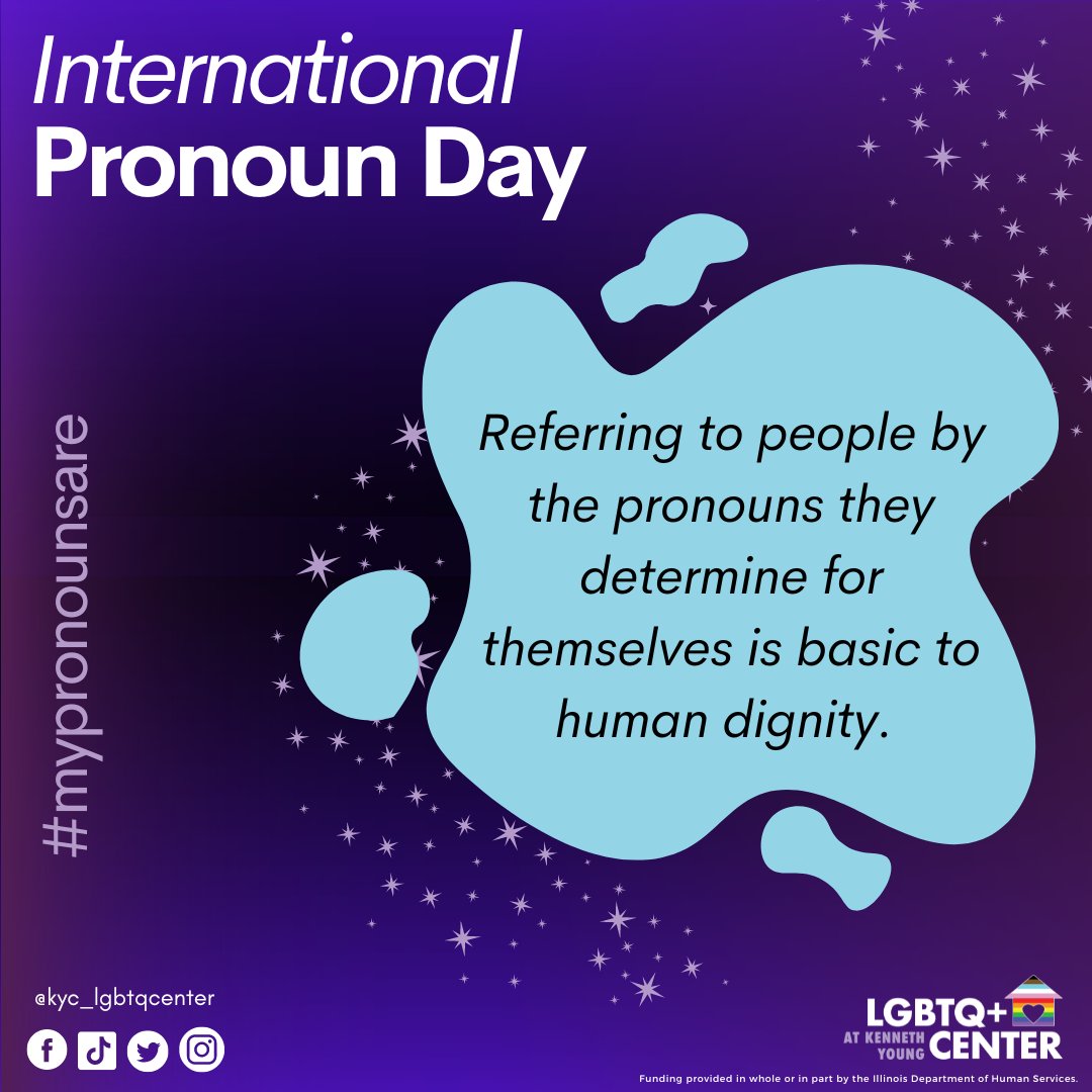 kyc_lgbtqcenter's tweet photo. She/Her, He/Him, They/Them. Us. ✨
.
.
.
#pronounday #whatareyourpronouns #LGBTQ #LGBTQIA #lesbian #queer #trans #bisexual #pansexual #intersex #qtbipoc #questioning #agender #asexual #twospirit #gay #wearekyc #chicago #lgbtqchicago https://t.co/5v2amN84TR