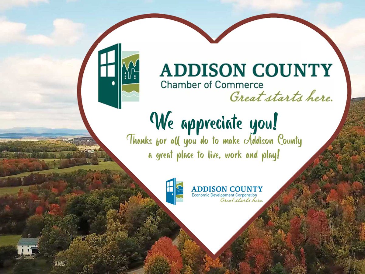 acedc1's tweet photo. Today is Support Your Local Chamber of Commerce Day!
We're fortunate to have a great working relationship with the Addison County Chamber of Commerce, so we're big fans here at ACEDC! Thanks for all you do!
#AddisonCounty #Vermont https://t.co/M9klAgNrah
