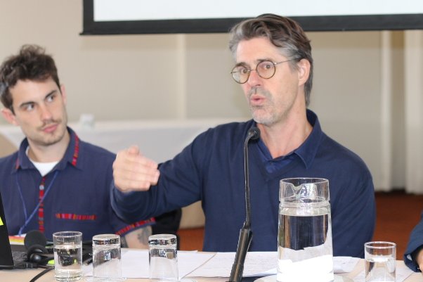 ISPinteramerica's tweet photo. The seminar "Building the Trade Union Struggle against Corporate Power" begins under the #IAMREC. In the first table on Tax Justice, @DanielBertossa, from @PSIglobalunion, asks: what's the point of having economic growth if we don't have wealth redistribution? https://t.co/dWYHEoZtFu