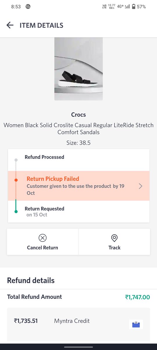 Im_Aayush's tweet photo. Harassing customer experience with @myntra. The item was picked up and then god knows why return pickup failed. Can't trust Myntra anymore. This is my last order. 
There are better apps coming up. 

@_Amar_N @_Kalyan_K https://t.co/yIjuFjHjVD