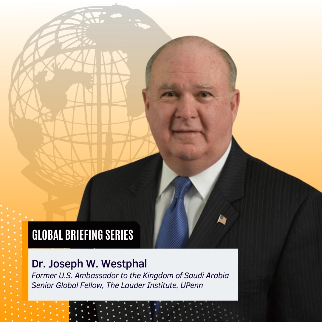 Our last Global Briefing Series is this Monday at 5:30 pm! Dr. Westphal, OSU alumn and former US Ambassador, will discuss US national security interests in the Middle East. Plus, there will be free food! #GloballyOrange #GlobalOkState