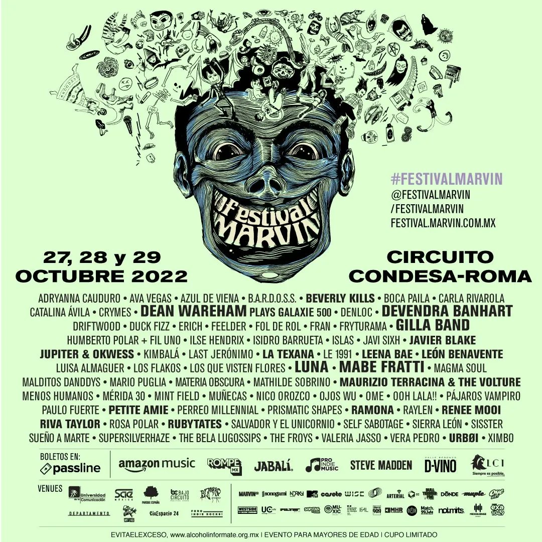 MeowMag's tweet photo. #PLAYME El @FestivalMarvin regresa en su formato en vivo 🙌⚡ Con 75 proyectos musicales encabezados por Dean Wareham, Gilla Band, Devendra Banhart y Mabe Fratti 🎶😻
#MeowMagazine #MeowCulture https://t.co/3DHJaruwJg