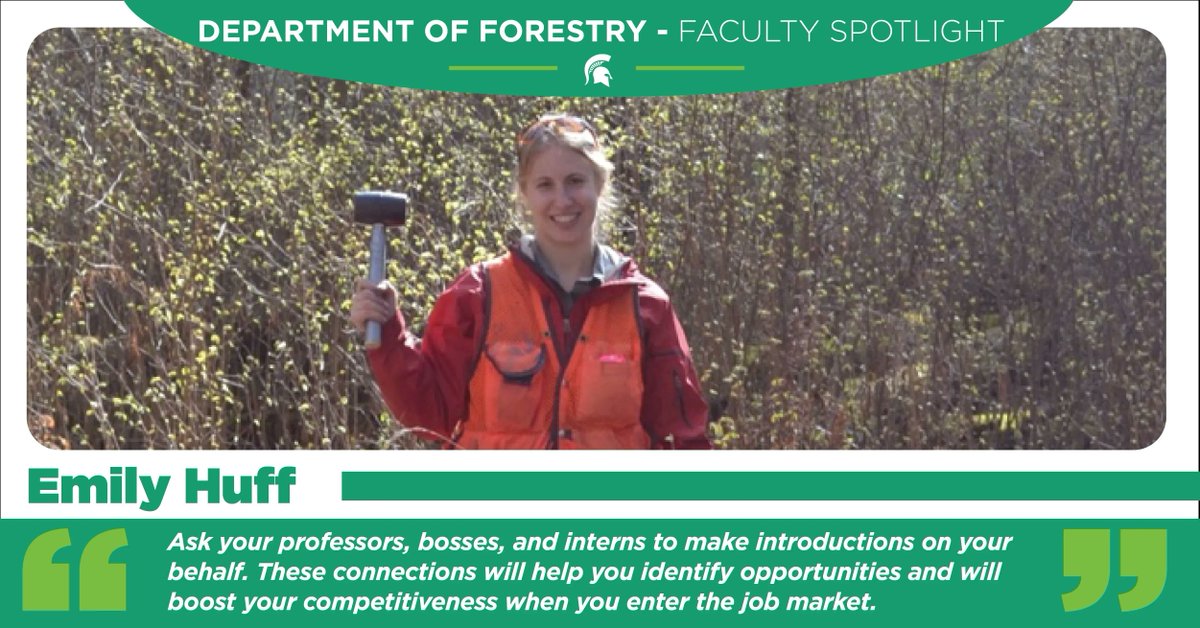 Learn more about our faculty! The very first Faculty Spotlight features Dr. Emily Huff, one of our amazing Associate Professors in the department. Click here to read about her forestry experiences prior to and at MSU 👉 buff.ly/3TdrBNP