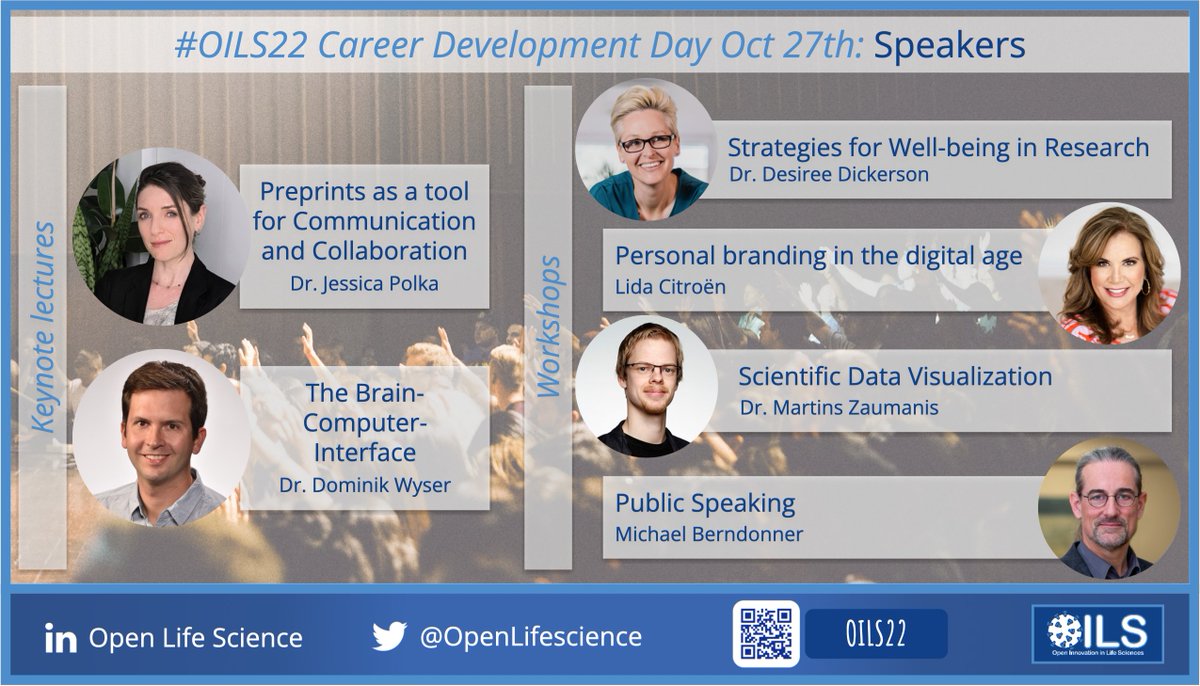 OpenLifeScience's tweet photo. 🚨🗓 You still have a chance to register for the  #OILS22 Conference! 
Listen to inspiring talks during our sessions on #OpenScience 📣 with Dr. Jessica Polka @jessicapolka and on #BrainComputerInterface 👨‍💻 with Dr. Dominik Wyser @RELabETHZ https://t.co/NVo5hx8ObZ