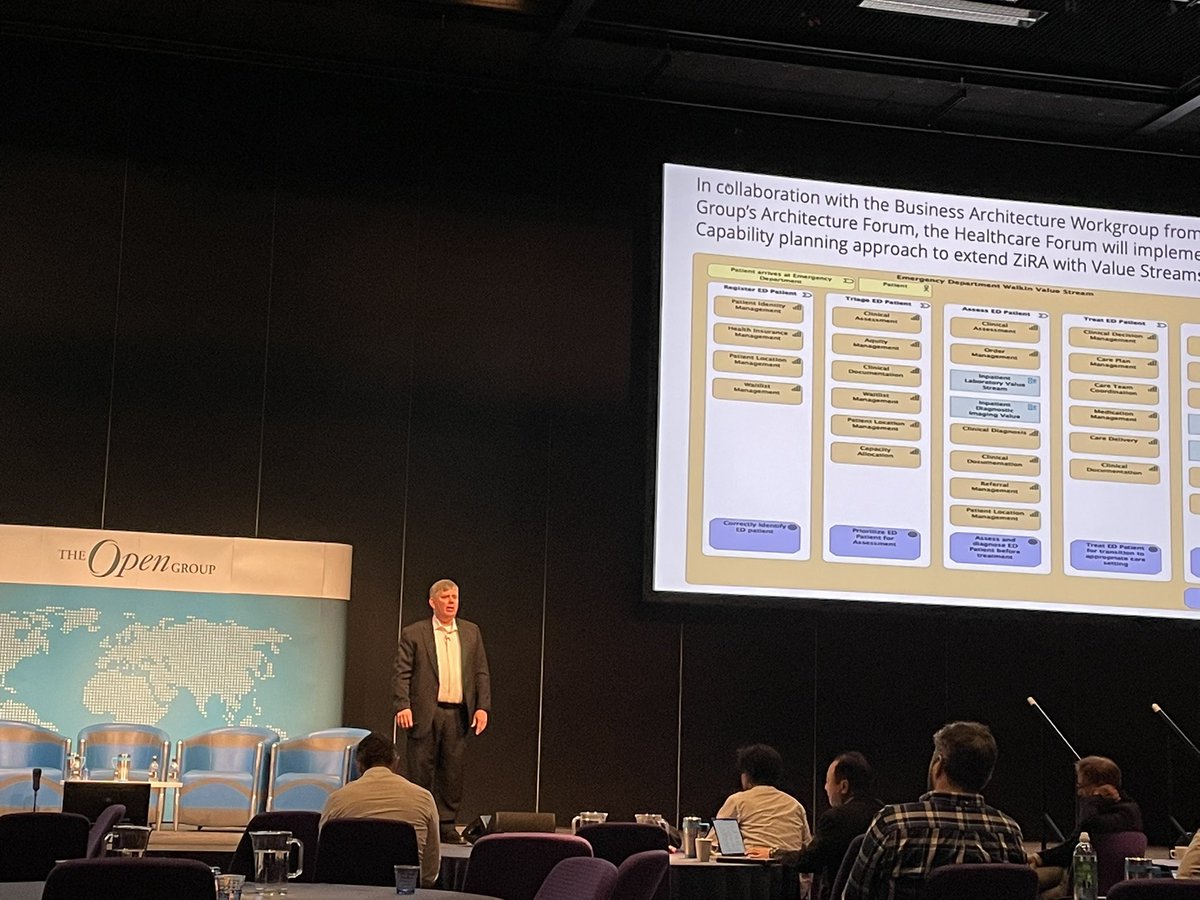 TheOpenGroup's tweet photo. Scott Sloan @Kyndryl finishes his session at #ogEDI asking people to get involved. Collaboration is key #ogHealthcare https://t.co/1qSV2BBNYJ