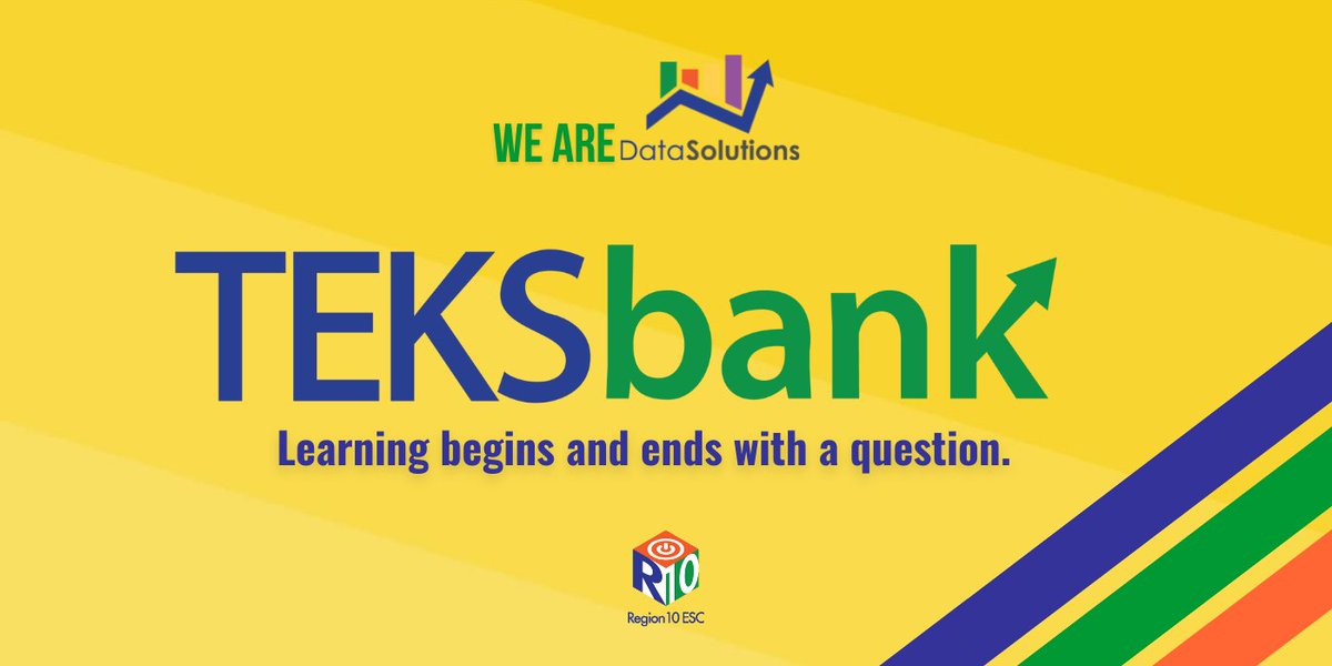 region10data's tweet photo. TEKSbank is an online bank of test questions and resources developed to provide educators with items aligned with the content and rigor of the TEKS.  Learn more at https://t.co/b7EkTiZkBb #TXASCD22 https://t.co/ZJkeFhJXzY
