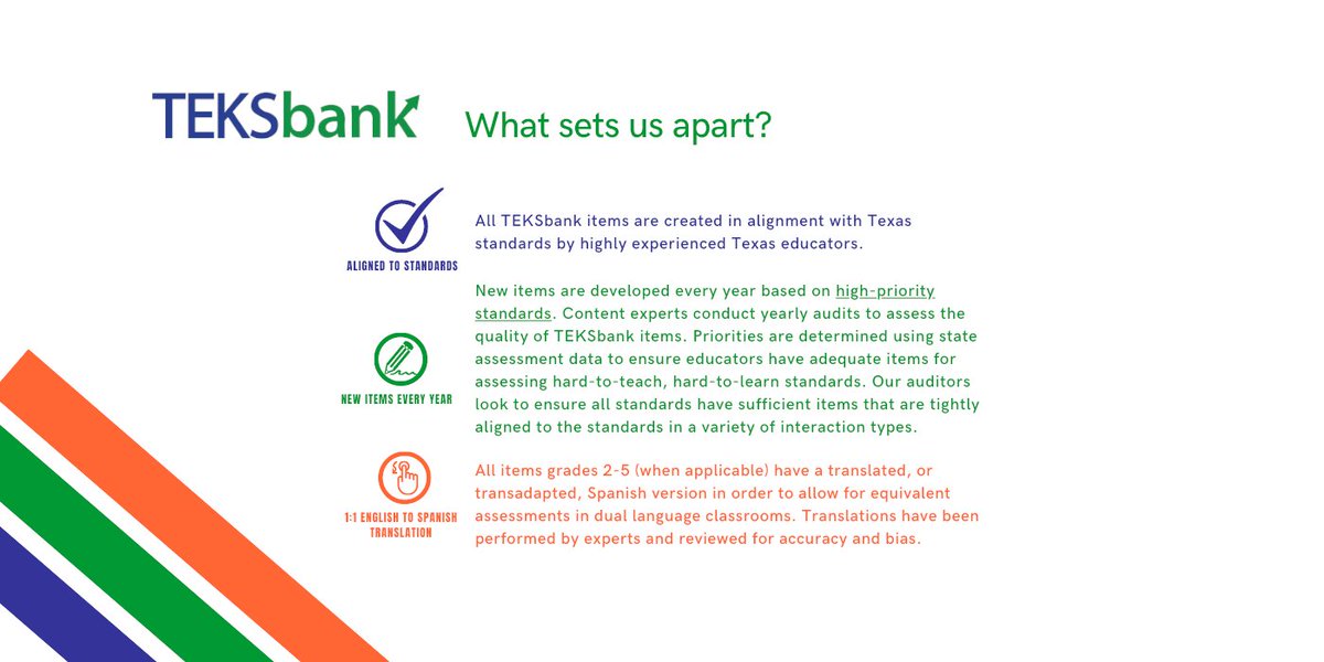 region10data's tweet photo. TEKSbank is an online bank of test questions and resources developed to provide educators with items aligned with the content and rigor of the TEKS.  Learn more at https://t.co/b7EkTiZkBb #TXASCD22 https://t.co/ZJkeFhJXzY