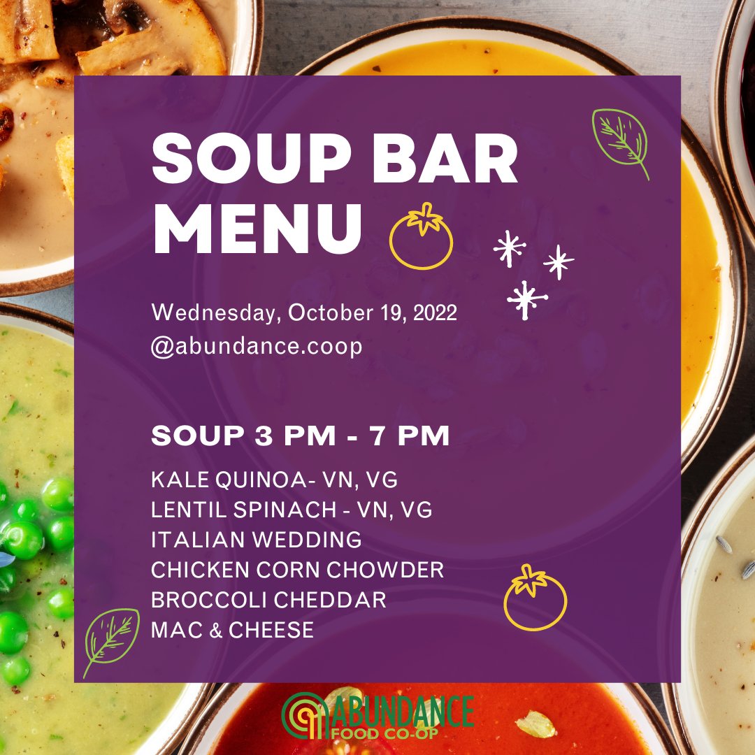 Soups on!🍲  

Stop in for your favorite bowl of soul-warming comfort!