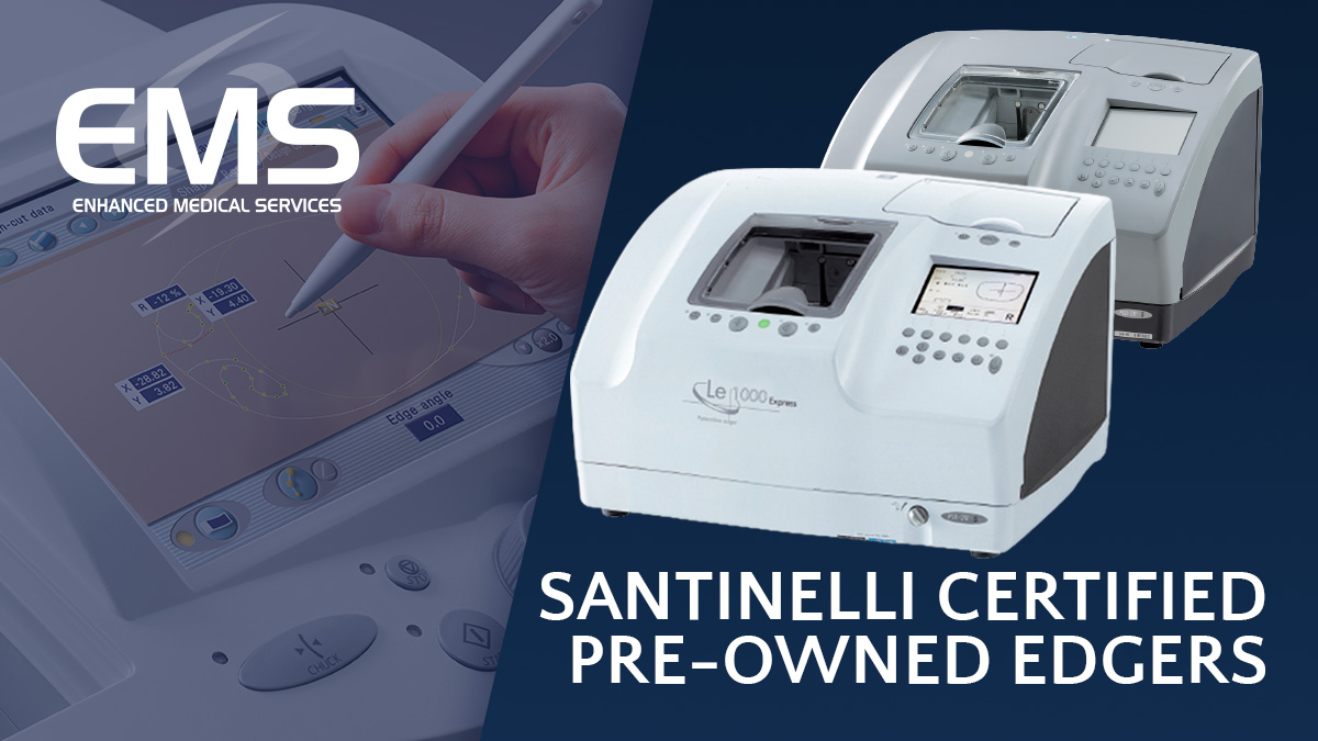 EMS now offers Santinelli Certified Pre-Owned lens edgers direct from Santinelli.

Visit our website bit.ly/3CMYc5M

#ems #lensedger #eyehealth #ophthalmology #ophthalmologist