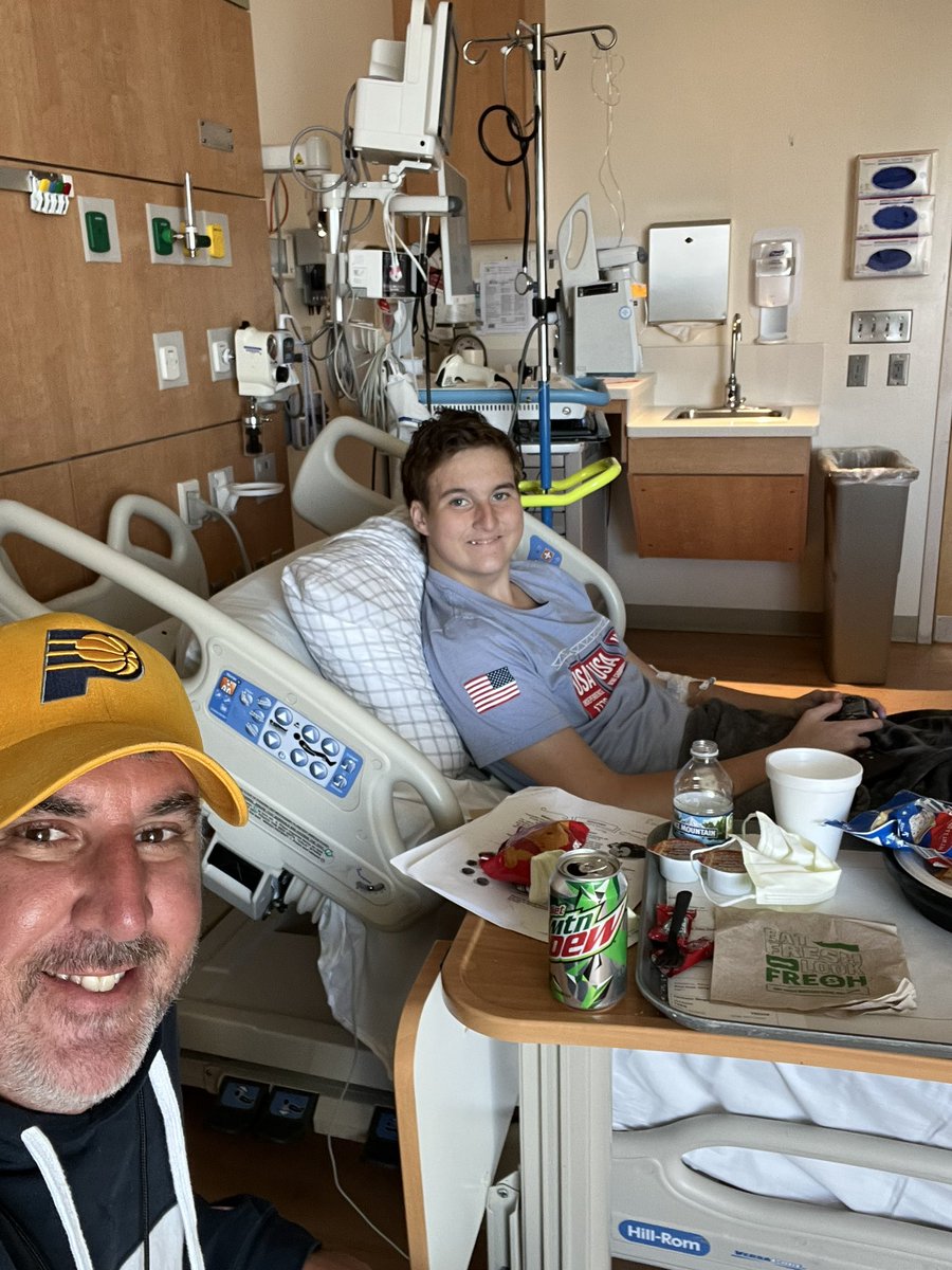 Tim_Bingham's tweet photo. The GI team came in today and said everything is improving. His inflammation markers are decreasing, his hemoglobin is increasing and the only thing we need to really improve is his dehydration. So liquid IV today and pushing water.
#ucsucks #lifetakeaguts https://t.co/ux5TMeCOy6
