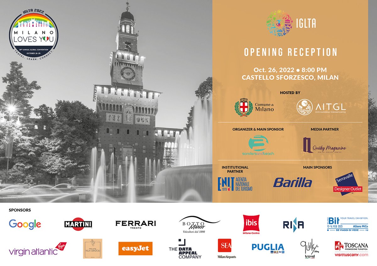 Just one week till the amazing IGLTA opening reception at Castello Sforzesco 🤩🏳️‍🌈 #IGLTA2022 #Milano #Italia