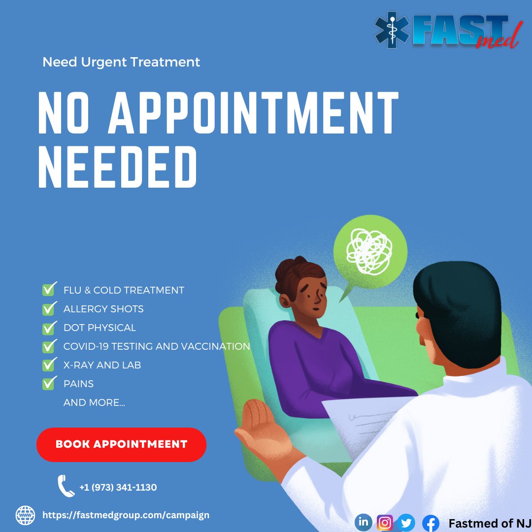 fastmedgroup's tweet photo. Fastmed of NJ LLC Group of Urgent Care Centers started with the sole objective of delivering quality medical services to the community irrespective of their racial, financial and social statuses. 
#Athread https://t.co/Osve7c7alE