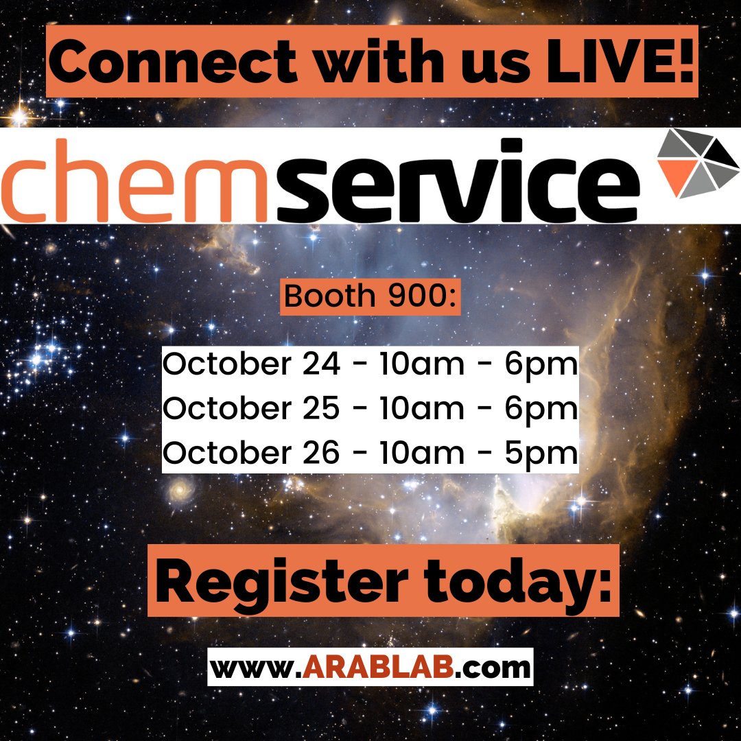ChemService's tweet image. "The @ArabLab live lab show is going to begin in a few days. Please register today to connect LIVE with #ChemService ARABLAB.com
Find us at booth 900
🗓️10/24
🗓️10/25
🗓️10/26
#arablab #arablab2022 #ReferenceMaterials #ResearchChemicals #analyticalchemitry