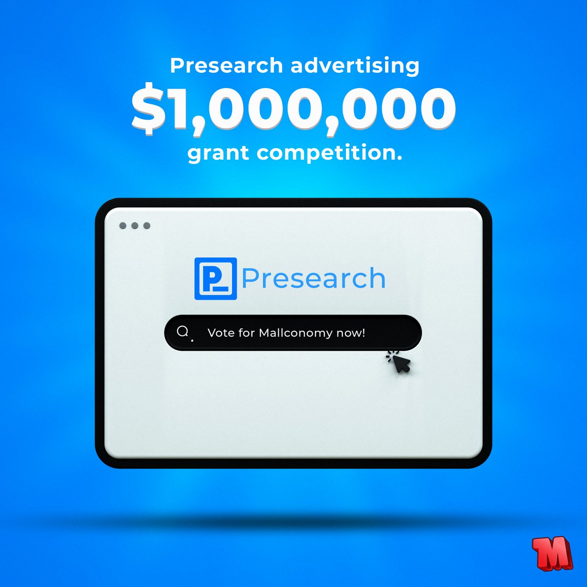 mallconomy's tweet photo. The team at Mallconomy are super excited to announce we are on the shortlist for a share of a $1,000,000 advertising grant, courtesy of our friends @presearchnews , THE decentralised search engine! 🤝

To vote for us now, head to the bounty app 👇👇👇 https://t.co/xlFglbz2Vl