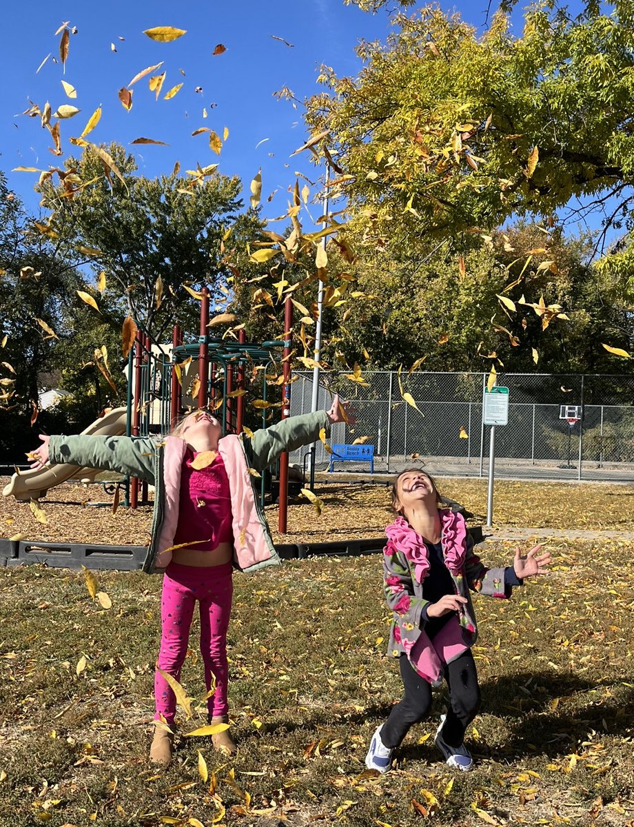 First grade students ⁦<a href="/LPSFranklinElem/">Franklin Elementary</a>⁩ playing in the fall leaves during recess. It’s great to see them having so much fun.