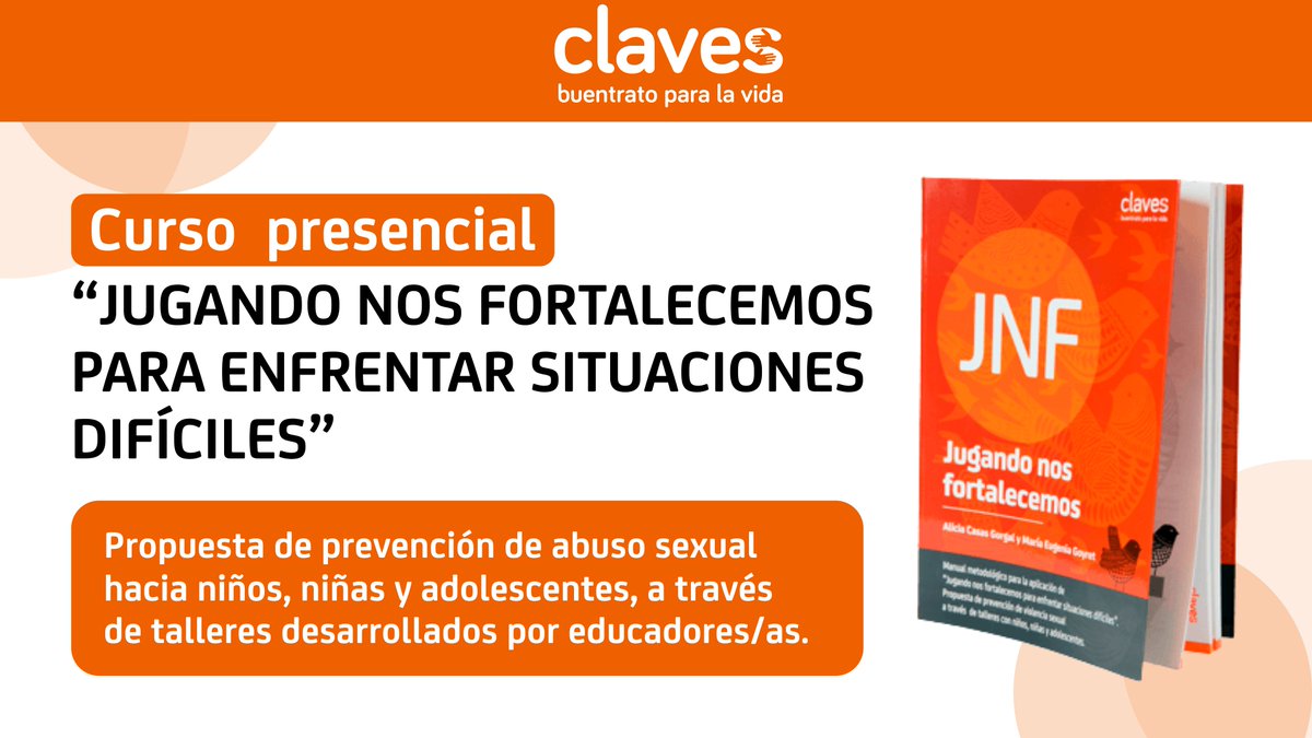 ProgramaClaves's tweet image. CURSO PRESENCIAL: Jugando nos fortalecemos para enfrentar situaciones difíciles.

🔸11 y 12 de noviembre de 9 a 18 horas.
🔸Lieja 6437 esquina Arocena, Montevideo, Uruguay

🔸Inscripciones y + info en el link en la bio 👆
