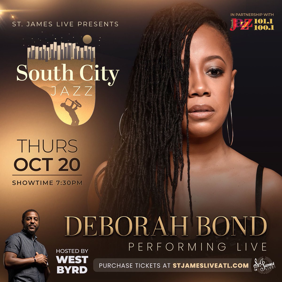 BorahBond's tweet photo. Finally returning to ATL with my band 2mrrow for a full Deborah Bond “compass: LIVE” show at @Stjameslive Atlanta has ALWAYS shown so much love &amp; support over the years. I’m so excited! If you’re in the A &amp; free for the evening we’d love to see you there supporting our dream! https://t.co/5g4qKTCVG1