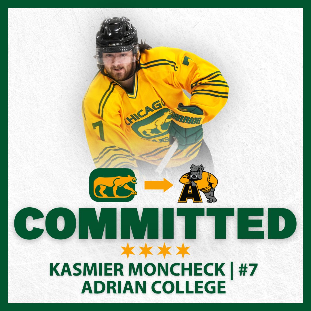 ChiCougarsHky's tweet photo. Please join us in congratulating Cougars defenseman @kasmoncheck123 on his commitment to Adrian College! 🐶
We can't wait to see what your future holds, Kas!
#GoCougs🐯 | #CougCommitments https://t.co/J285Mtrte2