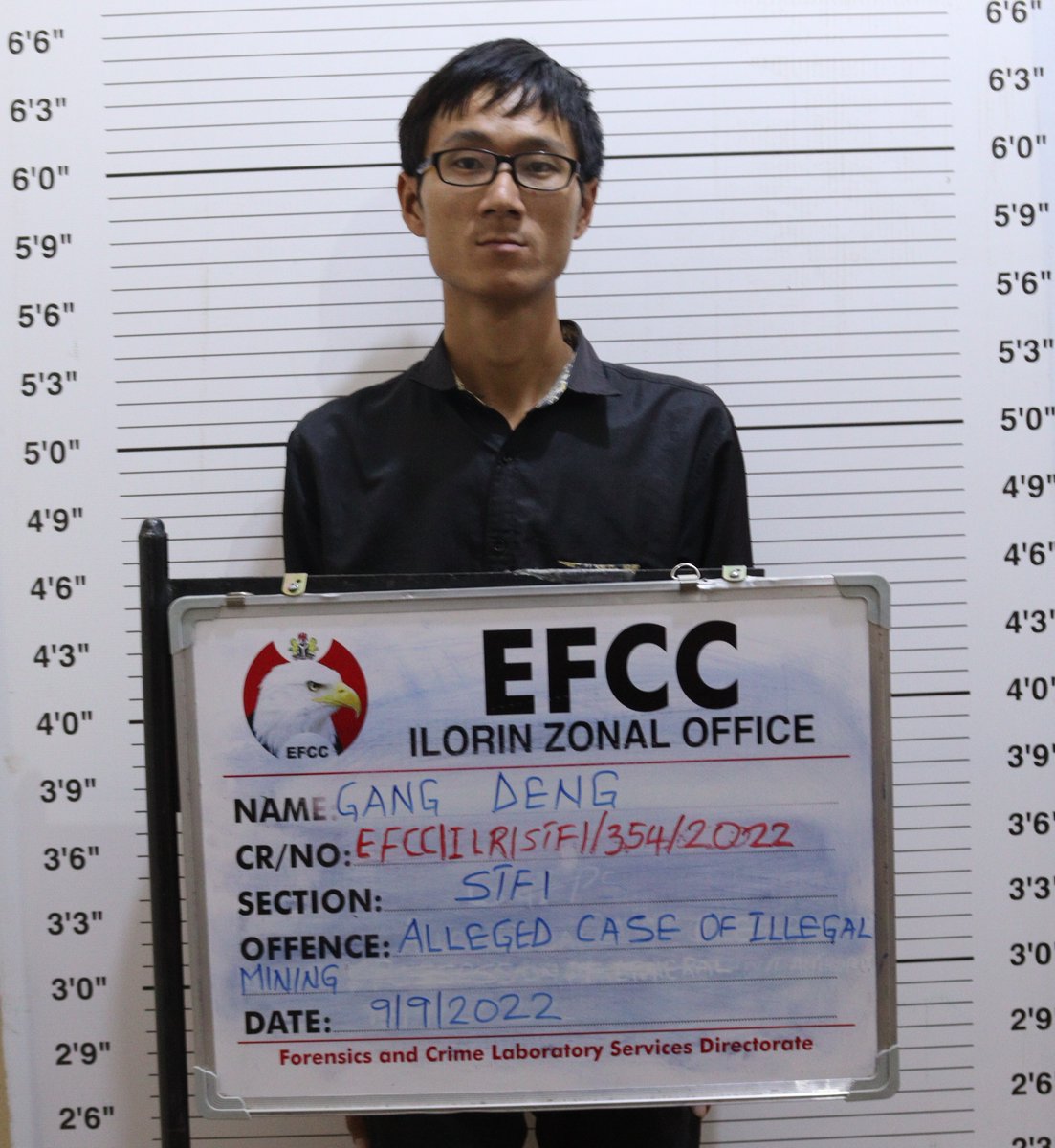 officialEFCC's tweet photo. Chinese National, Deng Jailed 5years for Illegal Mining in Kwara

Justice Muhammed Sani of the Federal High Court sitting in Ilorin on Wednesday, October 19, 2022, convicted and sentenced a 29-year-old Chinese National, Gang Deng, to five years imprisonment... https://t.co/U90lbGzwXl