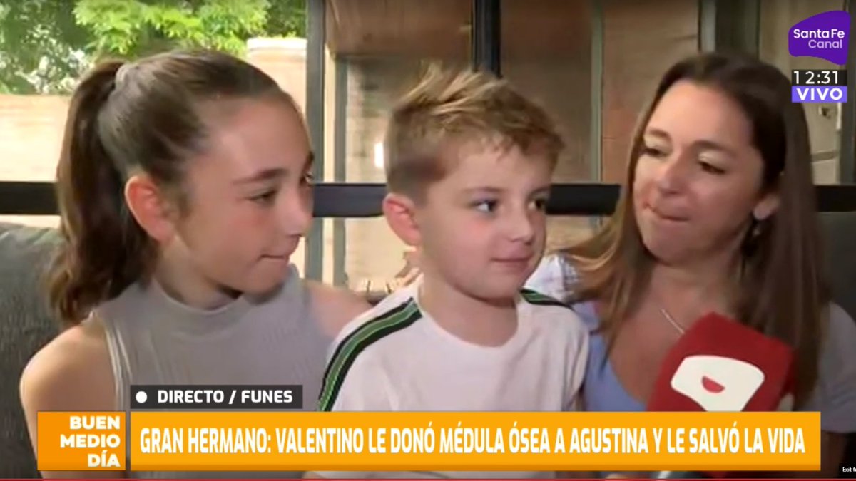 delftoledo's tweet photo. En días tan chotos, historias así son un respiro necesario. Valentino, con 4 años, le donó médula ósea a su hermana Agustina que tenía leucemia: "mi hermano me dio la vida, tengo un pedacito de él conmigo" ❤️@RosSolidaria @danisaprimo #BuenMediodia #DonarMedula #GestoDeAmor https://t.co/jlc0Jr5faL