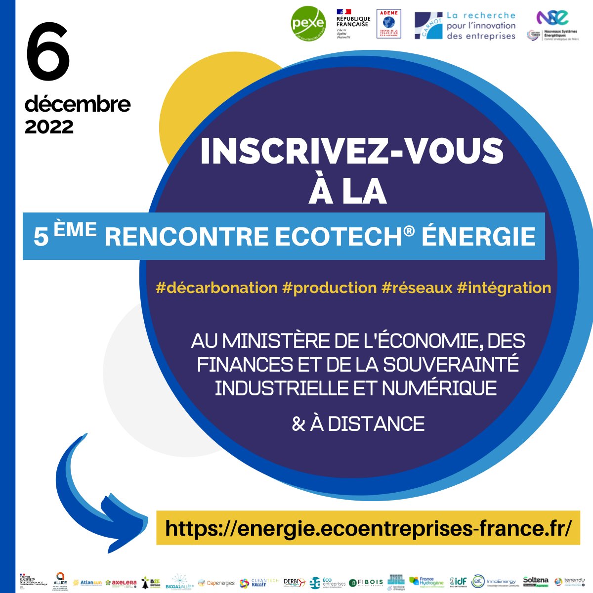 PexeFrance's tweet photo. 📢 Participez à la #RencontreEcotechEnergie!
📆Le 6 décembre
📌Au Ministère de l’Économie des Finances et de la Souveraineté industrielle et numérique
Inscrivez-vous 👉 https://t.co/UFxmhZqkOV
@PexeFrance @Reseau_Carnot @ademe_IDF #CSFNSE
#décarbonation #production #réseaux https://t.co/xCNKLecQdc