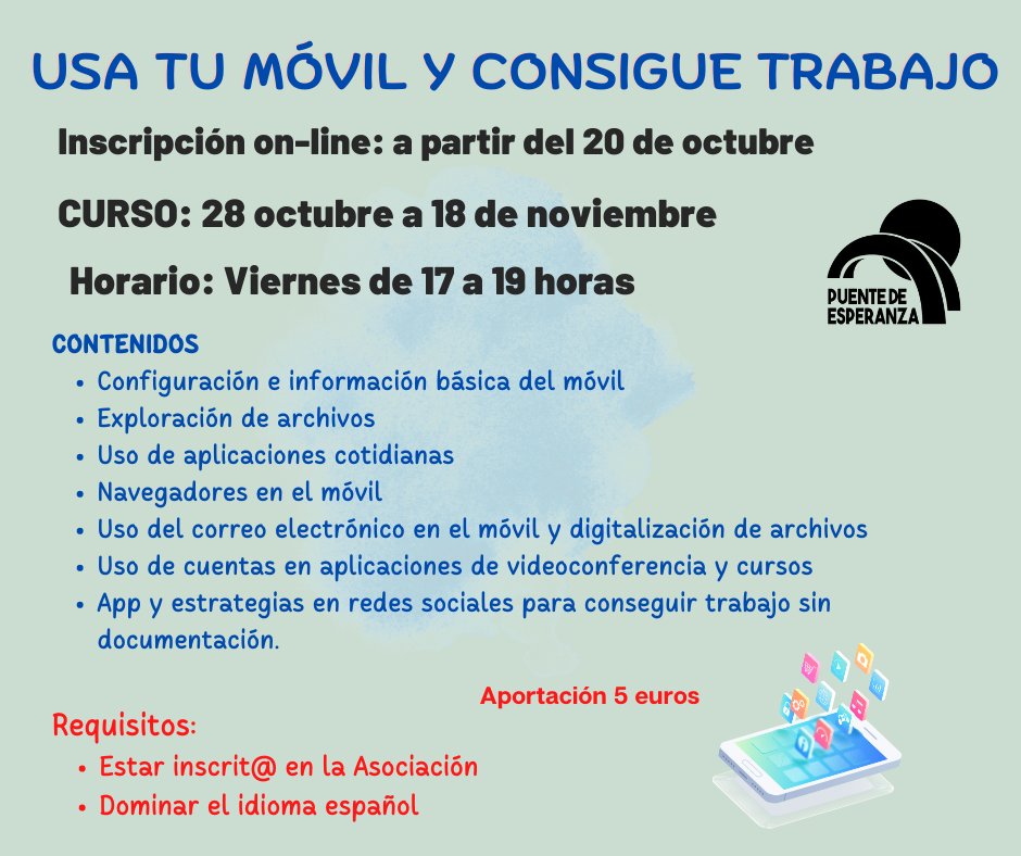 puente_madrid's tweet photo. Porque la informática es importante en la búsqueda laboral, prepárate para conocer todas sus posibilidades. Nuevo curso en @puente_madrid . Te esperamos https://t.co/SP08mEBF9i