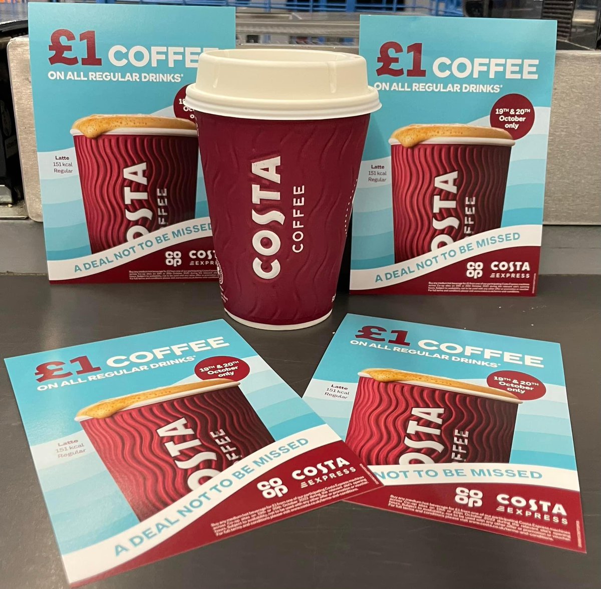 Stephen_BTM's tweet photo. ☕️ All Costa Express Regular hot drinks @coopuk stores only £1 ☕️ 
19th &amp; 20th October 😃 https://t.co/byHcqsd8dn