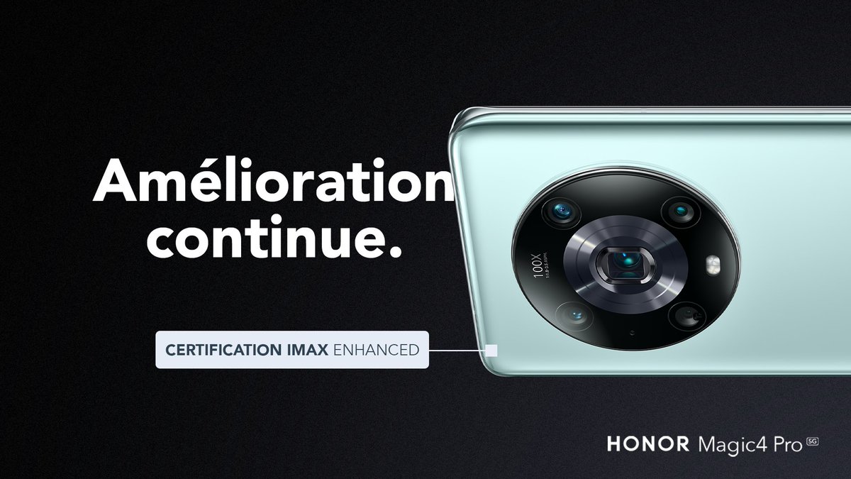 Honor_FR's tweet photo. Le HONOR Magic 4 Pro est certifié IMAX enhanced. Les vidéos s’améliorent en lecture et pendant l’enregistrement pour un rendu professionnel et sans Bac +4.
#Magic4Pro https://t.co/O6JEidh66C