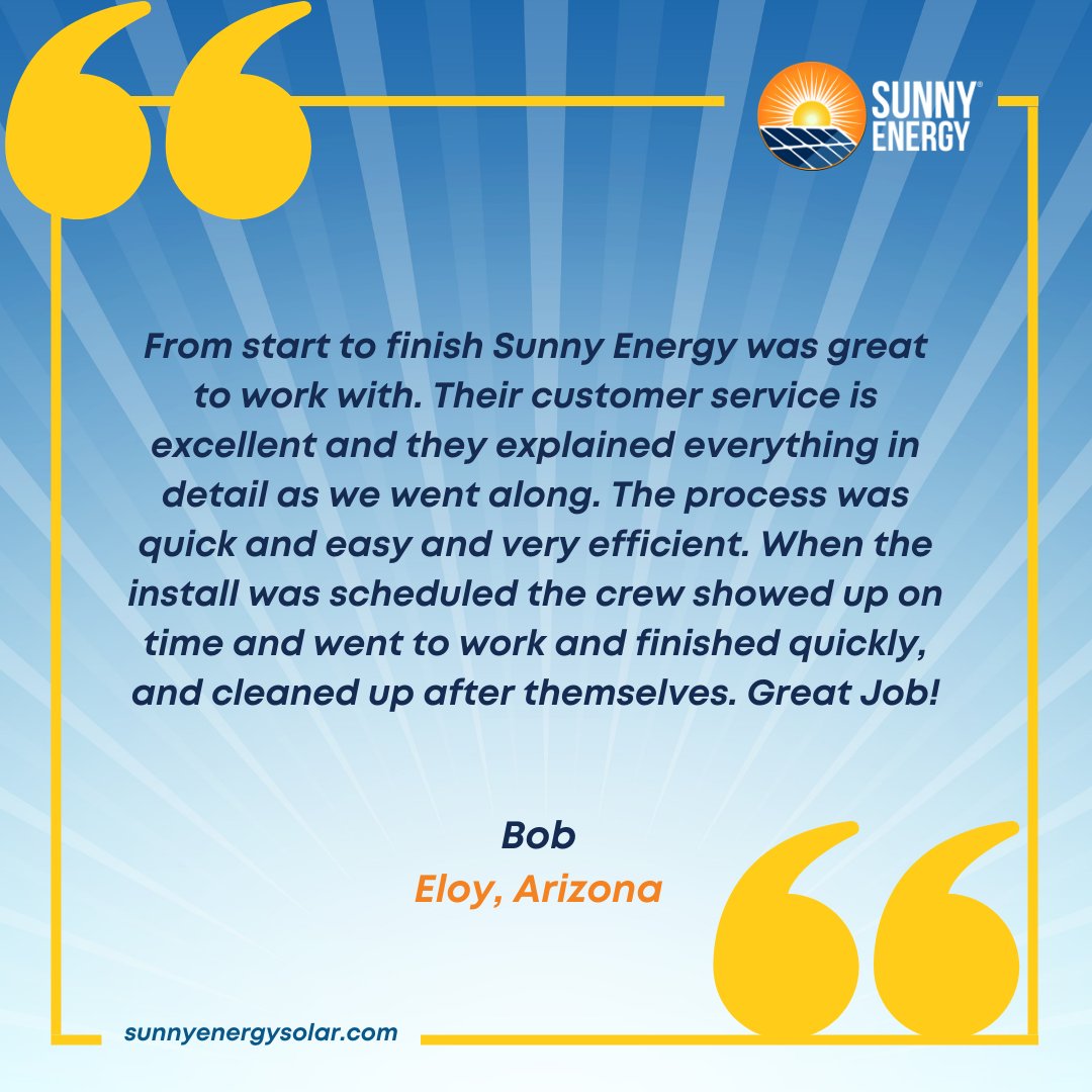 SunnyEnergyNow's tweet photo. Thank you for your review, Bob! https://t.co/JbkWmQDNFJ