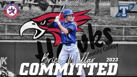 Brice Wallar (@wallarbrice) on Twitter photo I am really excited and blessed to commit to <a href="/NortheastCCBSB/">Northeast Baseball</a> baseball to continue my academic and athletic career. Thank you to my friends,family, and coaches that have helped me get to where I am today!#GoHawks I am really excited and blessed to commit to <a href="/NortheastCCBSB/">Northeast Baseball</a> baseball to continue my academic and athletic career. Thank you to my friends,family, and coaches that have helped me get to where I am today!#GoHawks